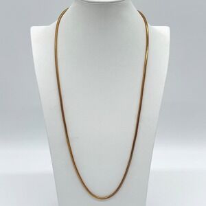 Vintage Monet Gold Tone Snake Chain Necklace Long Signed 30" Classic